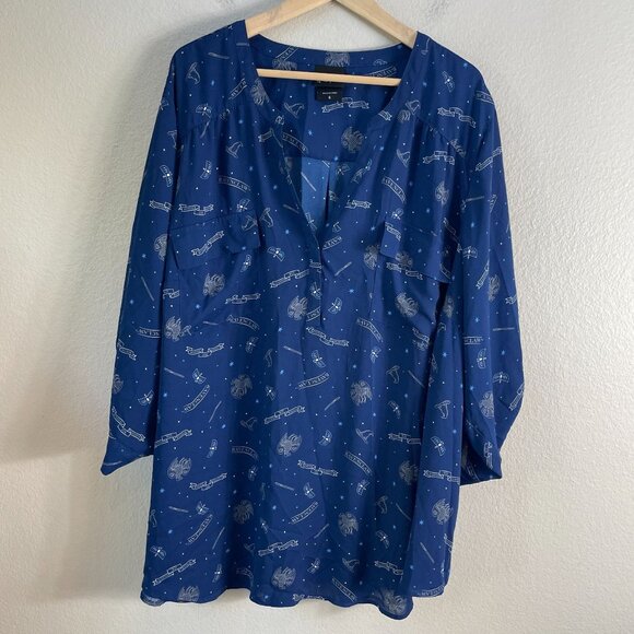 Torrid Womens Plus 6X Harper Harry Potter Ravenclaw House Georgette Blouse Top - Picture 1 of 8